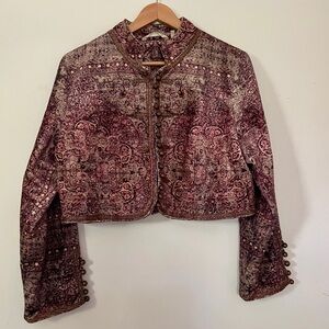 Soft Surroundings Icon Urbina Umber Velvet Bolero Cropped Jacket PXL CastleCore